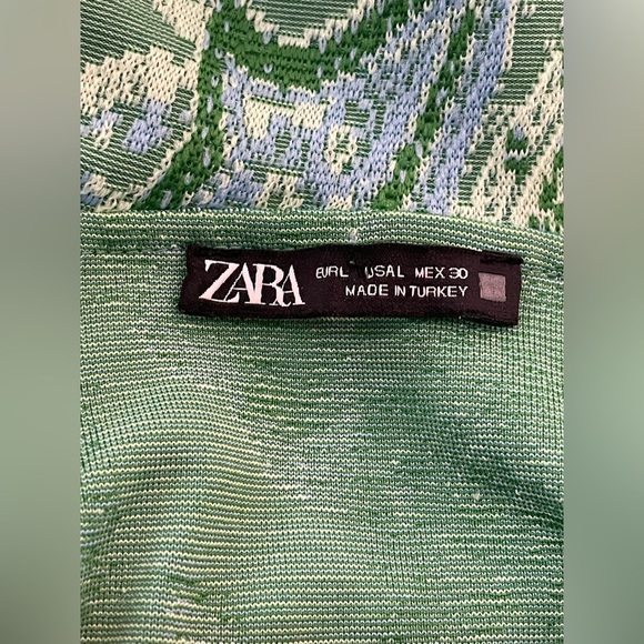 ZARA Ruffled Jacquard Top Green Large - Picture 9 of 10